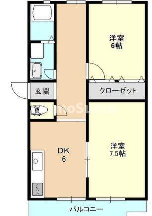 ユメノサニーハイツ(2DK/5階)の間取り写真