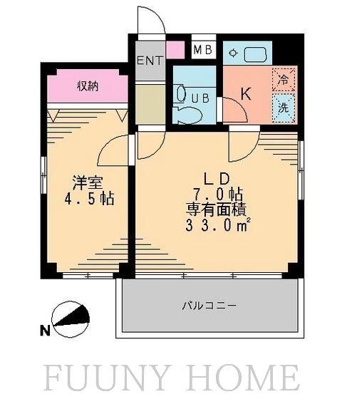 中目黒五番館(1LDK/4階)の間取り写真