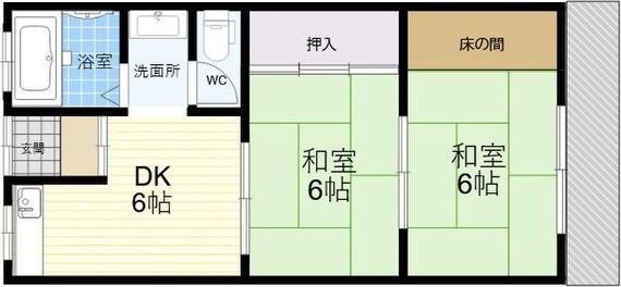 サニーハイツ(2DK/2階)の間取り写真
