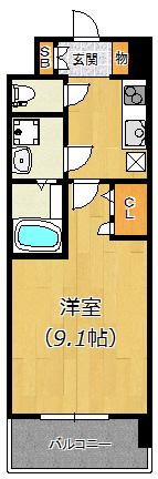 スプランディッドI(1K/6階)の間取り写真