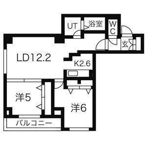 プリマヴェーラ白石(2LDK/3階)の間取り写真