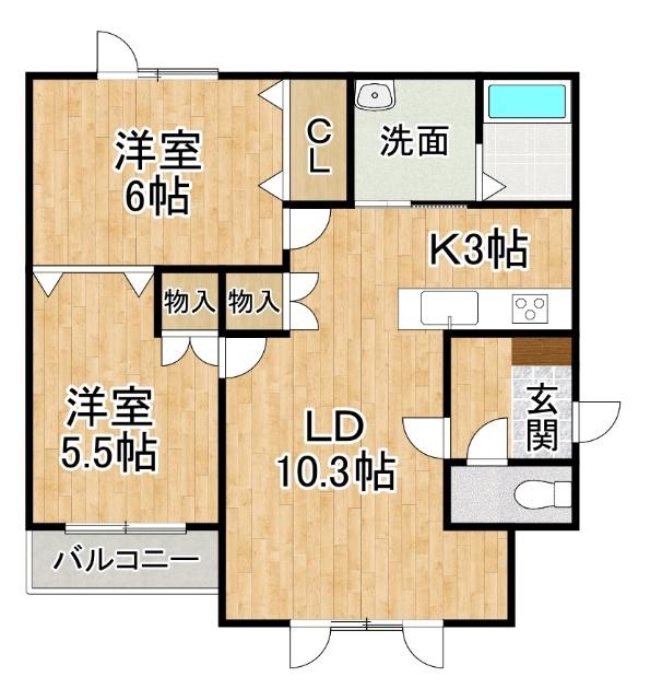 フレンド23(2LDK/1階)の間取り写真