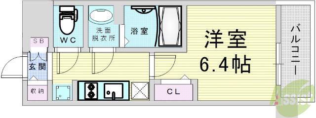 プレサンス塚本ミッドマーク(1K/6階)の間取り写真