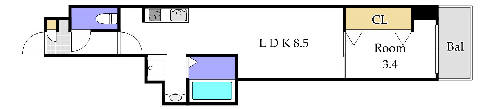 月光 ハレノワ(1LDK/1階)の間取り写真