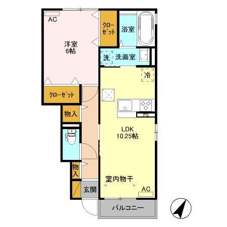 ビューテラス(1LDK/1階)の間取り写真