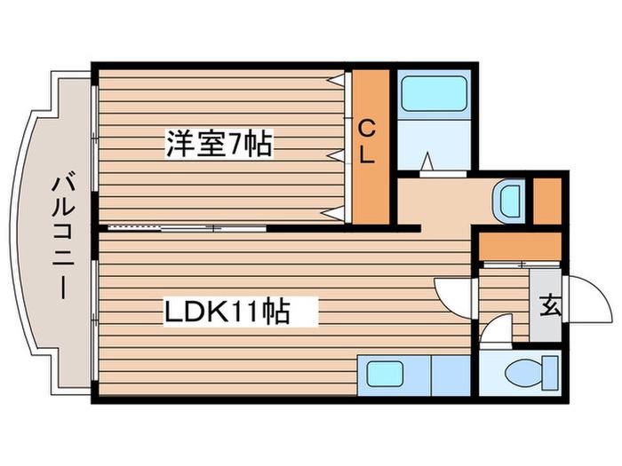 メゾンエクセル(1LDK/4階)の間取り写真