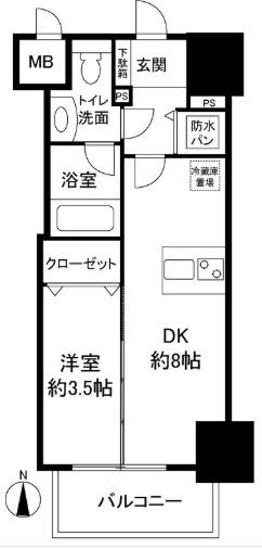 イグレック南本町(1LDK/8階)の間取り写真