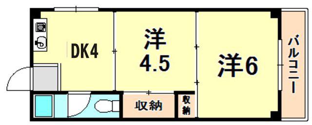 栄マンション(2DK/4階)の間取り写真
