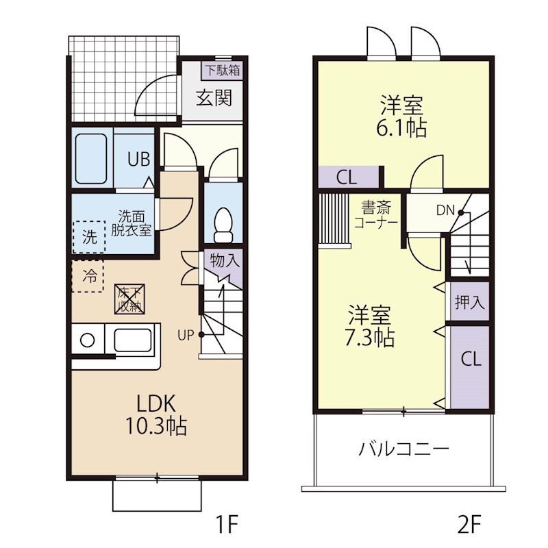 DOUX MAISON 長塚 C(2LDK/1階)の間取り写真