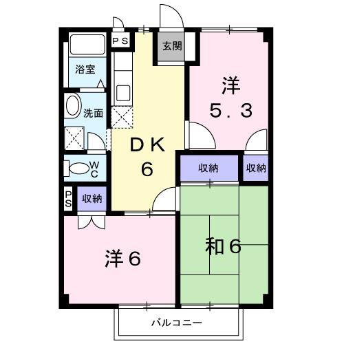 ドミールVAN(3DK/2階)の間取り写真