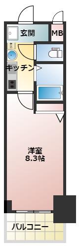 フェニックス日本橋高津(1K/6階)の間取り写真
