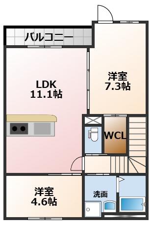 ルナ・テラス(2LDK/1階)の間取り写真