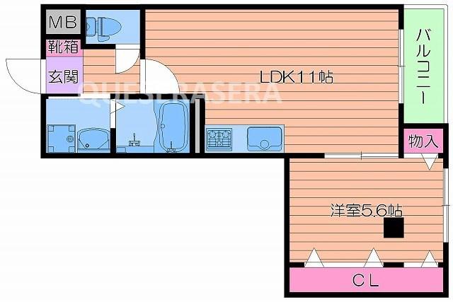 エテルノ・フィオーレ・プレミアム(1LDK/2階)の間取り写真