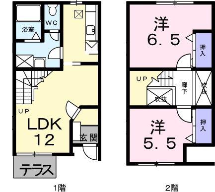 ディアコート(2LDK/1階)の間取り写真