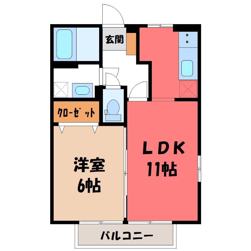 クレインC(1LDK/2階)の間取り写真