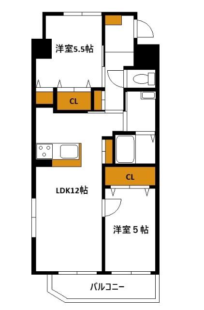 レコルテ(2LDK/6階)の間取り写真