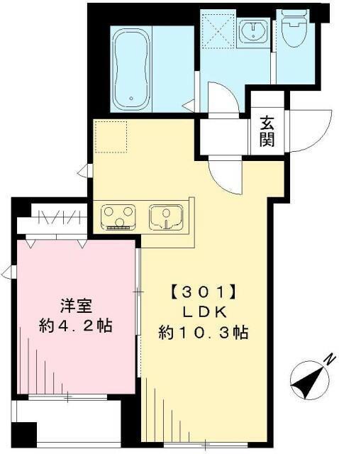 グランビューノ荏原(1LDK/3階)の間取り写真
