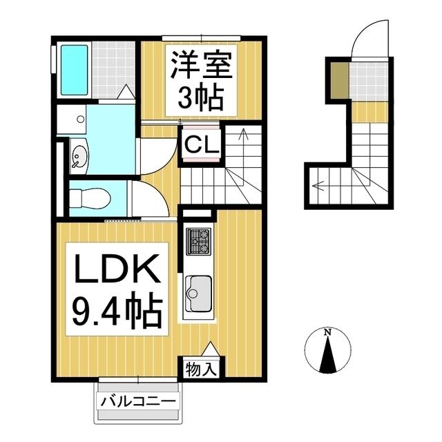 トリシア稲葉(1LDK/2階)の間取り写真