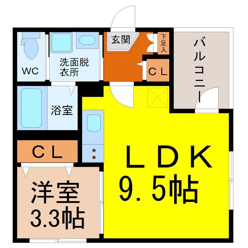 HAIMISH YASUKUNI(1LDK/1階)の間取り写真