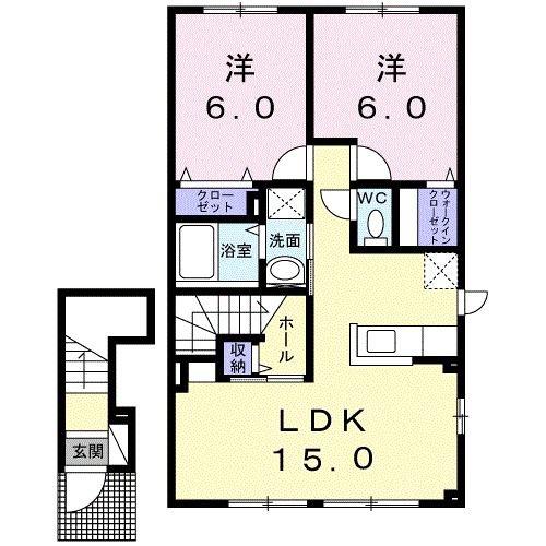 K&MIV(2LDK/2階)の間取り写真