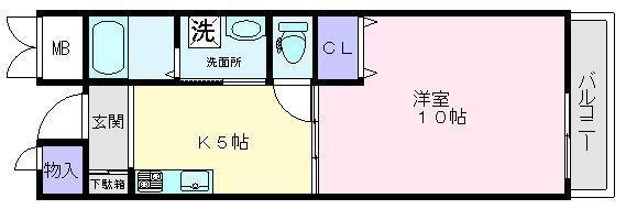 フェアリーコート鳳(1DK/3階)の間取り写真