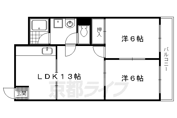 詩仙ハイムI(2LDK/3階)の間取り写真