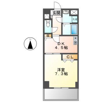 ベレーサ山王(1DK/9階)の間取り写真
