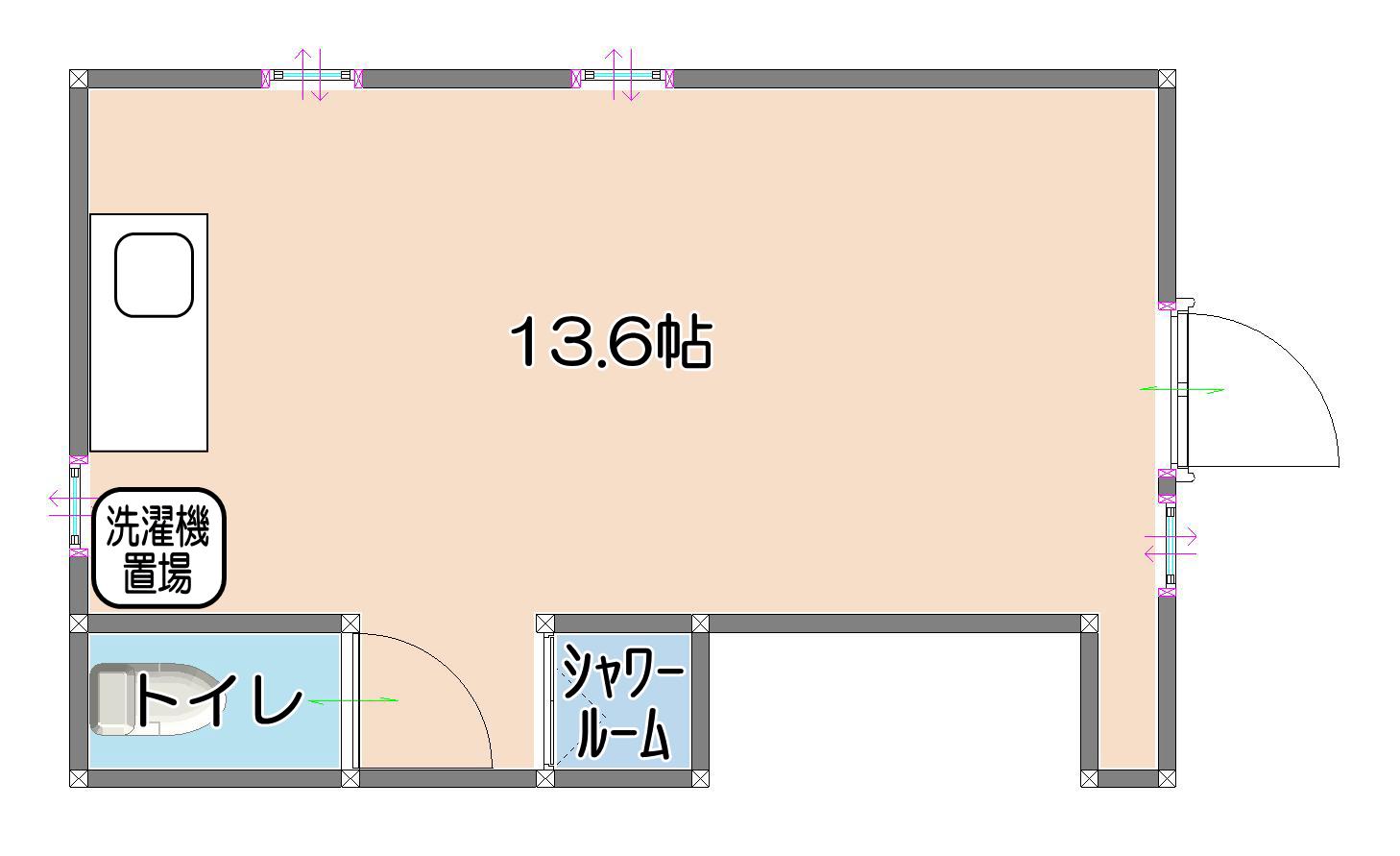 マロンII(ワンルーム/1階)の間取り写真