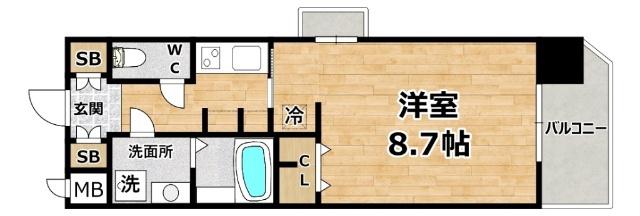 CASSIA塚本(1K/9階)の間取り写真