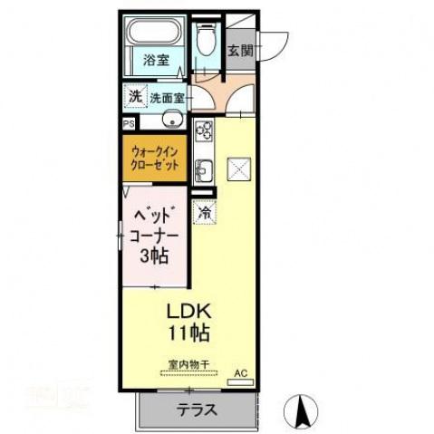 カンパーナ勝山(1LDK/3階)の間取り写真