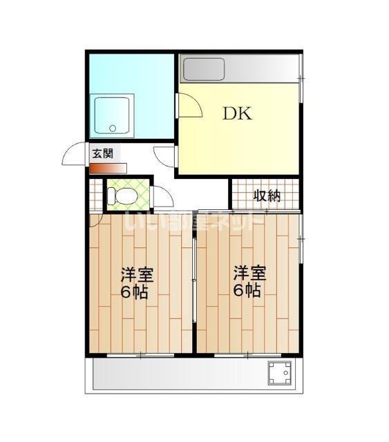 クオリア鷹匠町(2DK/2階)の間取り写真