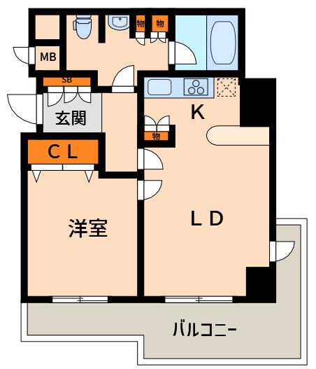 フローラルセントランド(1LDK/5階)の間取り写真