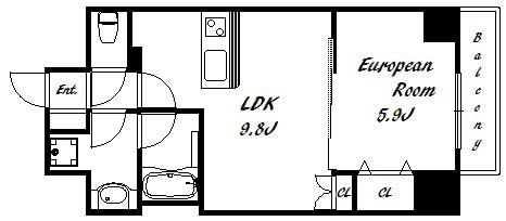 神戸海岸通 萬利RESIDENCE(1LDK/3階)の間取り写真