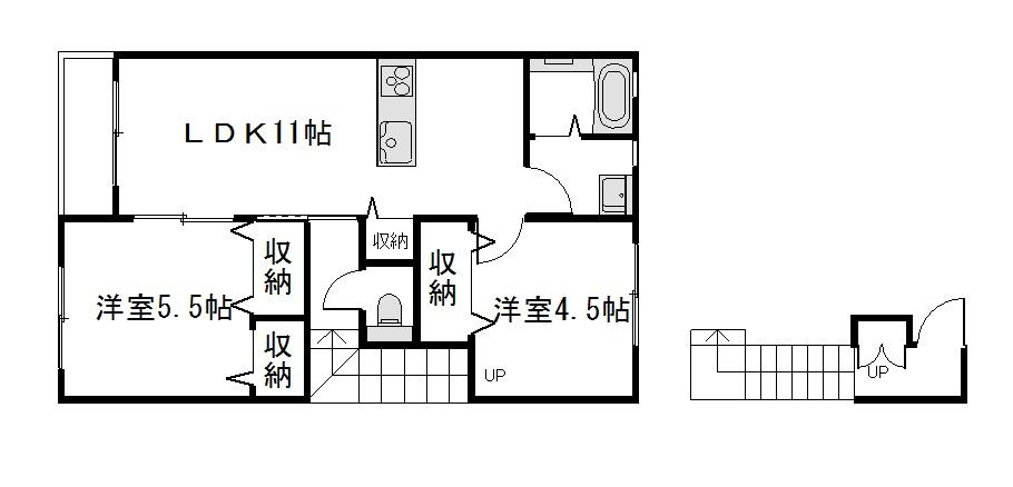 リーベI (2LDK/2階)の間取り写真