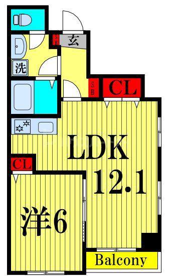 BLOOM 南千住(1LDK/6階)の間取り写真