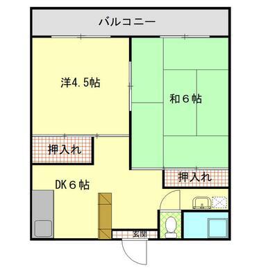 ブラウンK(2DK/1階)の間取り写真