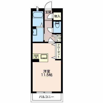 ファミール若松町(ワンルーム/2階)の間取り写真