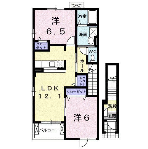 エレガンテ・アロッジオK(2LDK/2階)の間取り写真