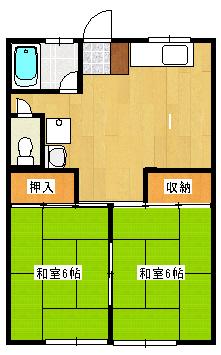 ワシオハイツ(2DK/2階)の間取り写真