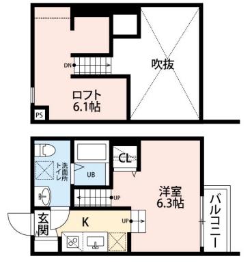 HIROYU-FUKUOKA I(1SK/2階)の間取り写真