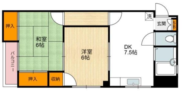 メゾン御崎7番館(2LDK/2階)の間取り写真