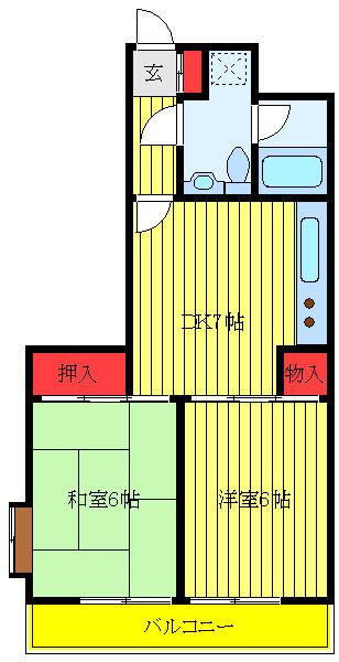 IWATAハイツ(2DK/3階)の間取り写真