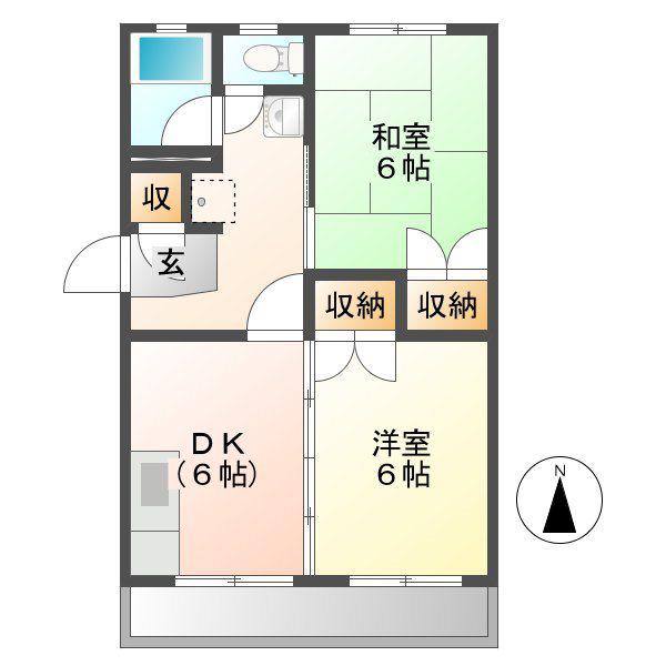 南町ニュータウン A棟(2DK/4階)の間取り写真