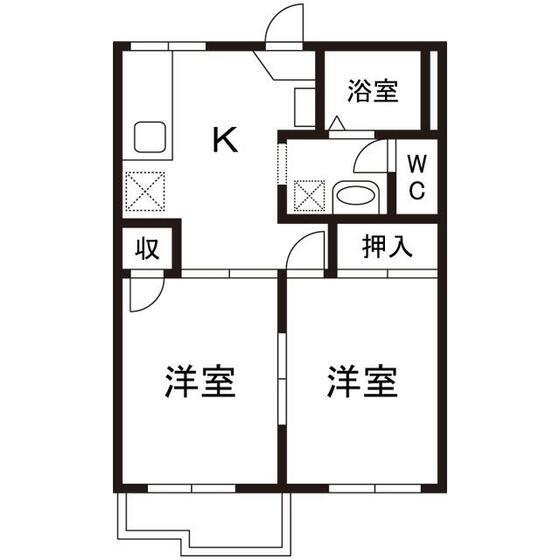 コーポアイリス A棟(2DK/1階)の間取り写真