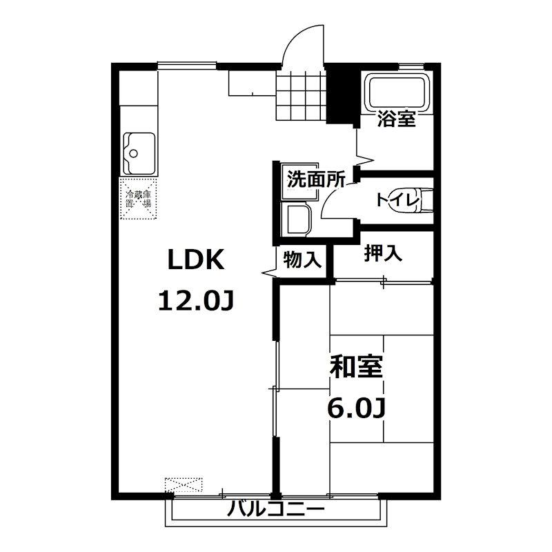 三光ハイツC棟(1LDK/2階)の間取り写真