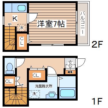 サンライズ宮町(1K/1階)の間取り写真