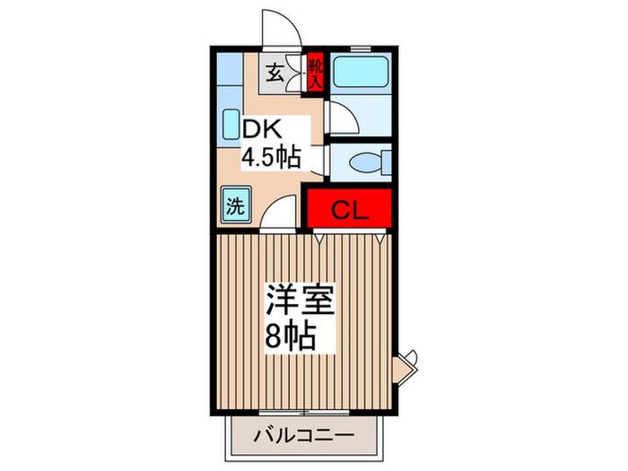 コモンズ(1DK/2階)の間取り写真