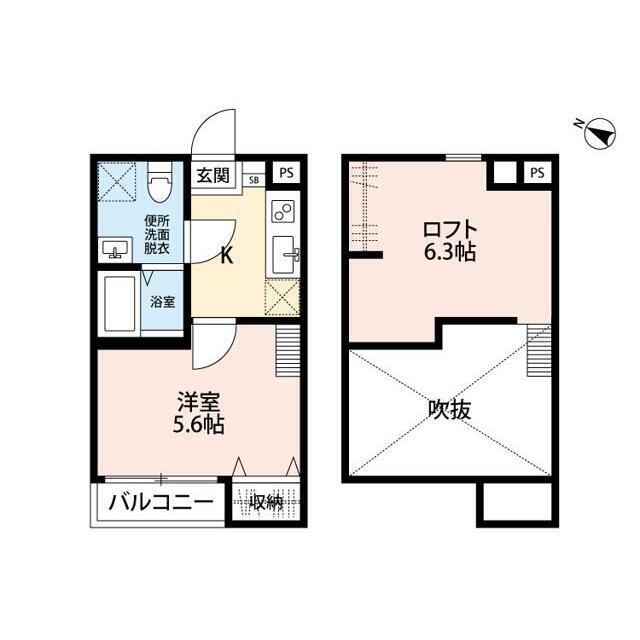 クレスト松戸(1K/2階)の間取り写真