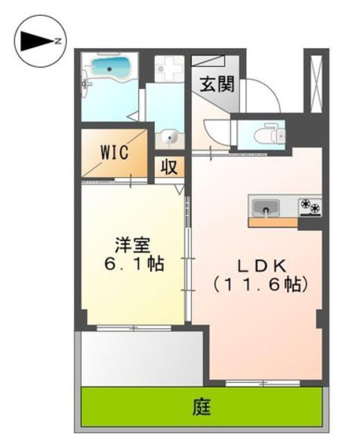 エイチツーオー小路(1LDK/1階)の間取り写真