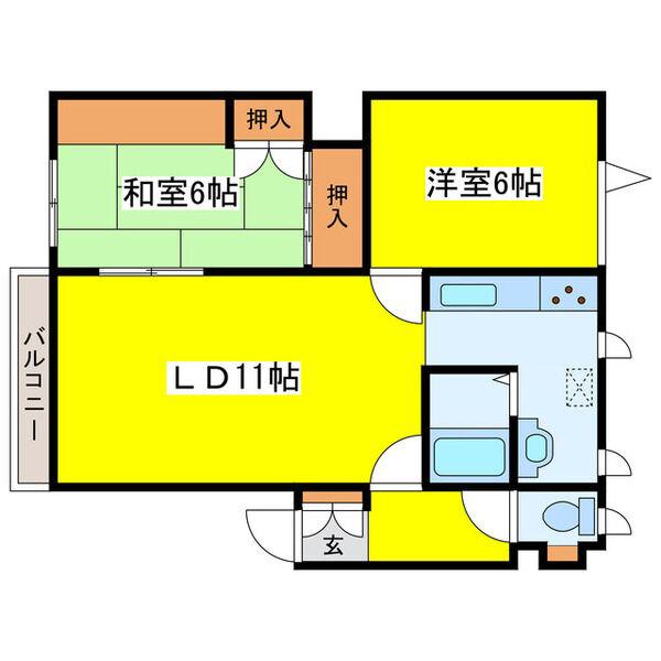 グレーハウス多田(2LDK/2階)の間取り写真